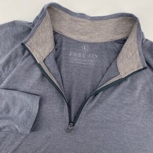 Free Fly Mens Large Gray Heather Quarter Zip Long Sleeve Performance Pullover